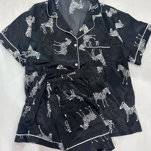 Zebra Print Black Pajama Set